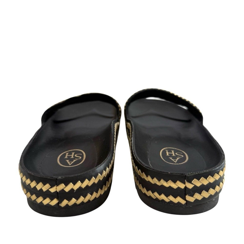 Ash Ulla Black Gold Leather Slide Sandals Size 36/ US 5.5-6 - Picture 9 of 16